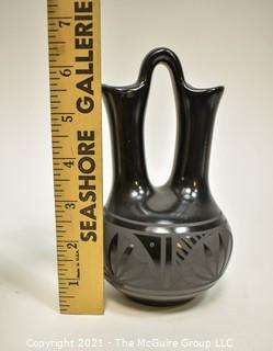 Black on Black Wedding Vase by Native American Navajo Potter Marvin Blackmore of Cortez, CO. 