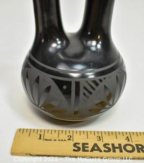 Black on Black Wedding Vase by Native American Navajo Potter Marvin Blackmore of Cortez, CO. 