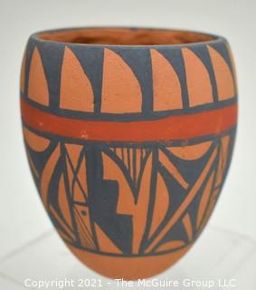 Ortiz Jemez Pueblo Tribe Painted Redware Pottery Jar