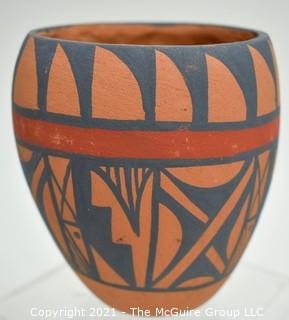 Ortiz Jemez Pueblo Tribe Painted Redware Pottery Jar