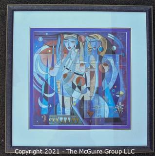 Framed Under Glass Abstract Print of Women.  Measures 28" Square.