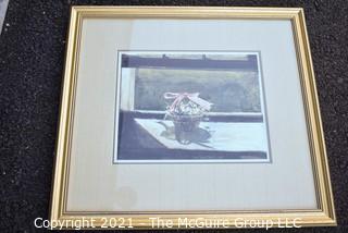 Framed Under Glass Print of "May Basket" by Andrew Wyeth.  Measures 22" x 25".