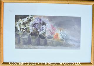 Framed Under Glass Signed and Numbered Lithograph of Flowers in Pots by Donald Voorhees. 
Measures 11" x 16".  