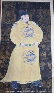 Chinese Emperor Scroll; image intact but background has been repaired in several places