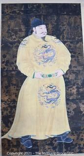 Chinese Emperor Scroll; image intact but background has been repaired in several places