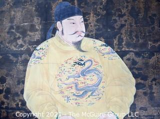 Chinese Emperor Scroll; image intact but background has been repaired in several places