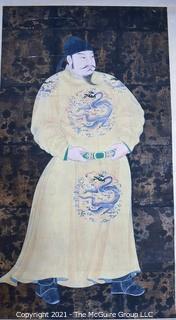 Chinese Emperor Scroll; image intact but background has been repaired in several places