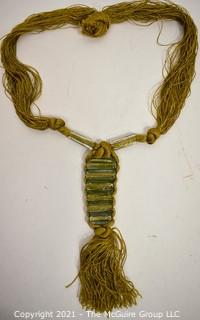 Artisan Made Glass Statement Necklace on Gold Silk 