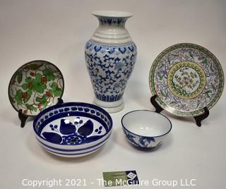 Group of Hand Painted Decorative and Serving Items.