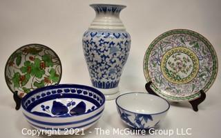 Group of Hand Painted Decorative and Serving Items.