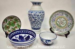 Group of Hand Painted Decorative and Serving Items.