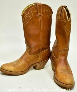 Vintage Brown Western Roper Style Boots Mady By Dingo Style #5907 Size 8 D.  