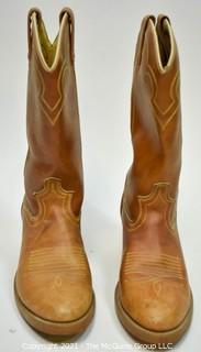 Vintage Brown Western Roper Style Boots Mady By Dingo Style #5907 Size 8 D.  