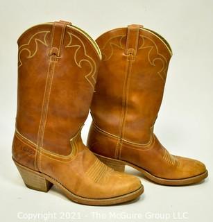 Vintage Brown Western Roper Style Boots Mady By Dingo Style #5907 Size 8 D.  