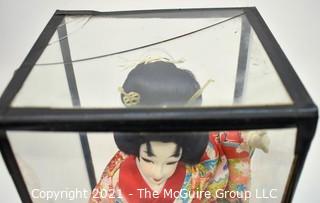 Antique Japanese Dolls, One in Display Case