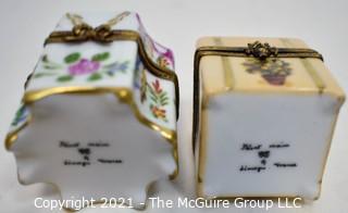 Five (5) Signed & Numbered Peint Main Limoges France Hinged Trinket Boxes.  One has a broken hinge. 