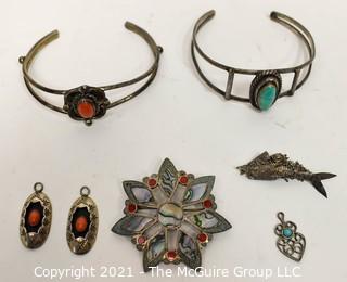 Group of Sterling Silver Jewelry, Made in Mexico and Maker Marks.