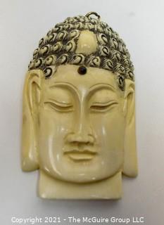 Hand Carved Bone Buddha Head Pendant 