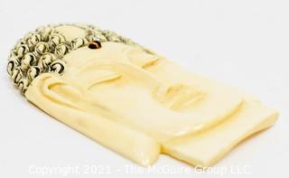 Hand Carved Bone Buddha Head Pendant 