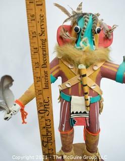 Two (2) Hand Made Native American Cloth Dolls and Kachina Doll Signed by Artist. 