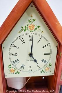 Seth Thomas Steeple Mantle Clock in Wood Case and Painted Face. 