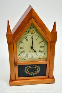 Seth Thomas Steeple Mantle Clock in Wood Case and Painted Face. 