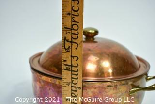 Vintage Copper Double Handled 5 Quart Covered Casserole. 