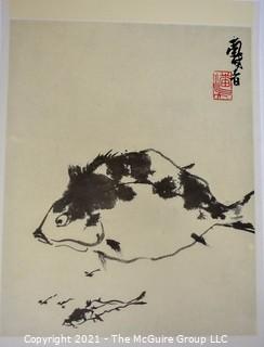 Asian Print on Paper of Fish. Measures 13" x 16"