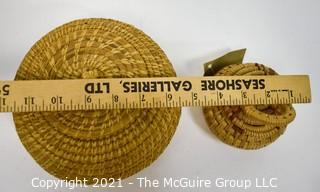 Two Native American Sweet Grass Baskets with Lids. 