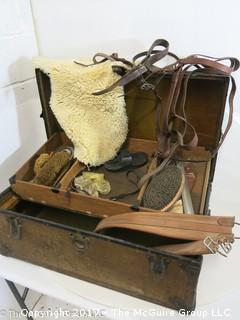 Vintage Storage Trunk filled with Equestrian tack