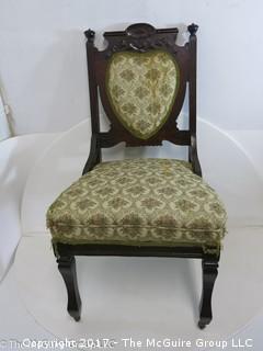 Shield Back Upholstered Side Chair on Casters 