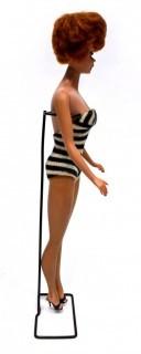 Vintage 1961 Brunette Bubblecut Barbie in Original Black & White Swimsuit