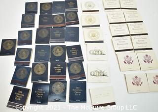 Collection of Vintage Matchbooks Including National Press Club, US Senate Restaurant & Seal of the President of the United States.