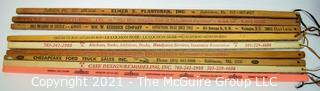 Collection of Vintage Wooden Advertising or Promotional Yardsticks Rulers