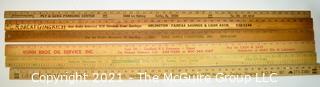 Collection of Vintage Wooden Advertising or Promotional Yardsticks Rulers