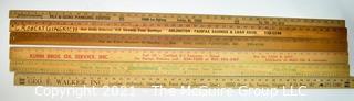 Collection of Vintage Wooden Advertising or Promotional Yardsticks Rulers