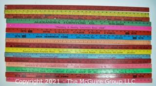 Collection of Vintage Wooden Advertising or Promotional Yardsticks Rulers