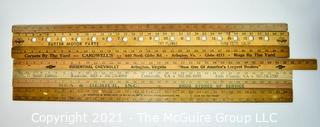 Collection of Vintage Wooden Advertising or Promotional Yardsticks Rulers