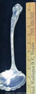 Antique George W Shiebler Mauser American Beauty Sterling Silver Punch Ladle.  Weighs 156g