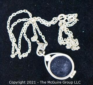 Sterling Silver Double-Sided Locket on Chain.  Measures 20" long.