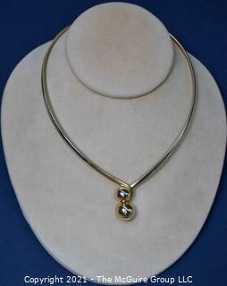 Gold-Tone Torque Style Necklace with Bead Closure. 