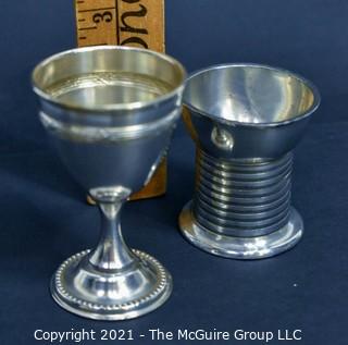 Two (2) Vintage Egg Cups.  One Sterling Silver with Continental Makers Mark, The Other Pewter.