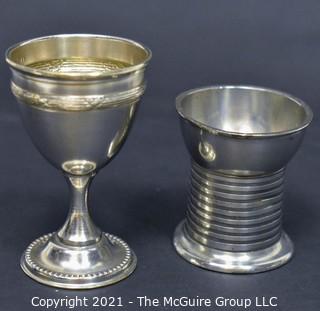 Two (2) Vintage Egg Cups.  One Sterling Silver with Continental Makers Mark, The Other Pewter.