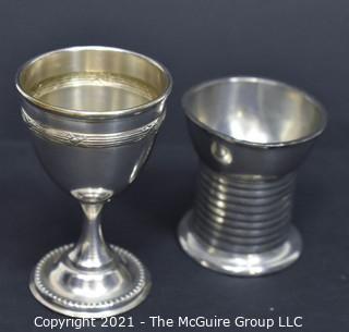 Two (2) Vintage Egg Cups.  One Sterling Silver with Continental Makers Mark, The Other Pewter.