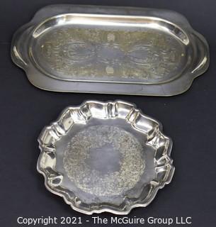 Two (2) Silver Plated Serving Trays. 