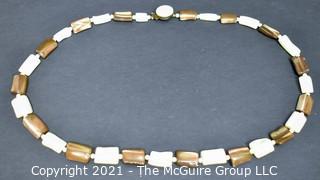 Abalone and Mother Of Pearl Flat Bead Necklace with Clasp. Measures 22"