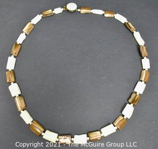 Abalone and Mother Of Pearl Flat Bead Necklace with Clasp. Measures 22"