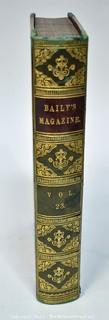 Vintage Leather Bound with Marble Paper, Bailey's Magazine of Sports and Pastime, Volume 23, 1873