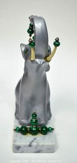 Elephant Figurine with Malachite Beads Attached.  