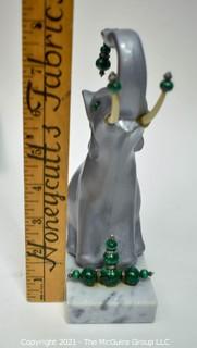 Elephant Figurine with Malachite Beads Attached.  